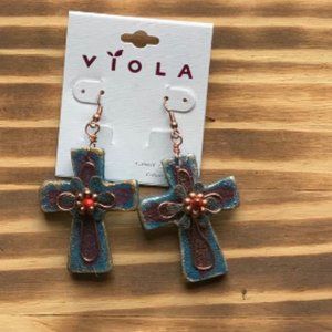 Cross Fish Hook Earrings